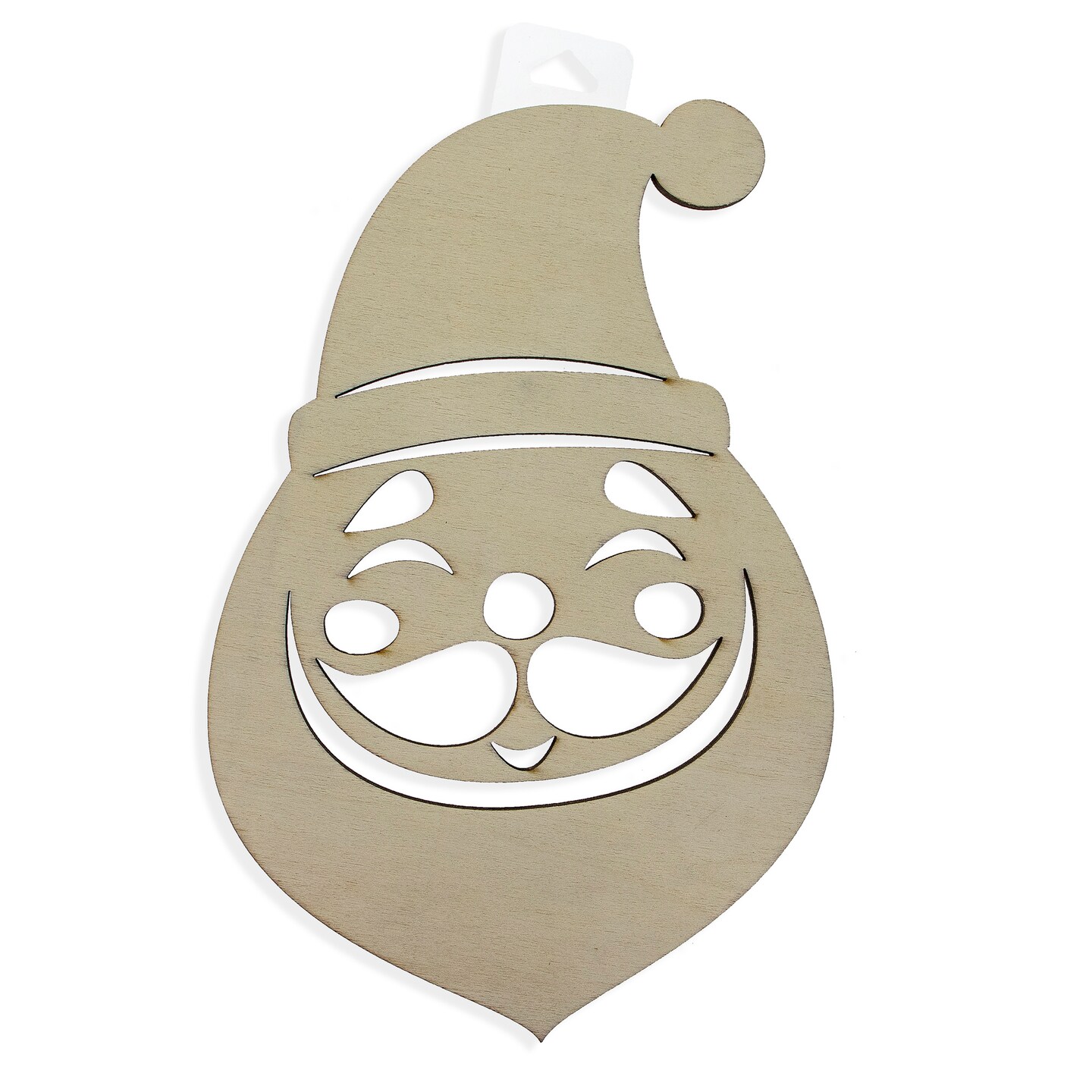 Unfinished Wooden Santa Head Shape Cutout DIY Craft 9 Inches