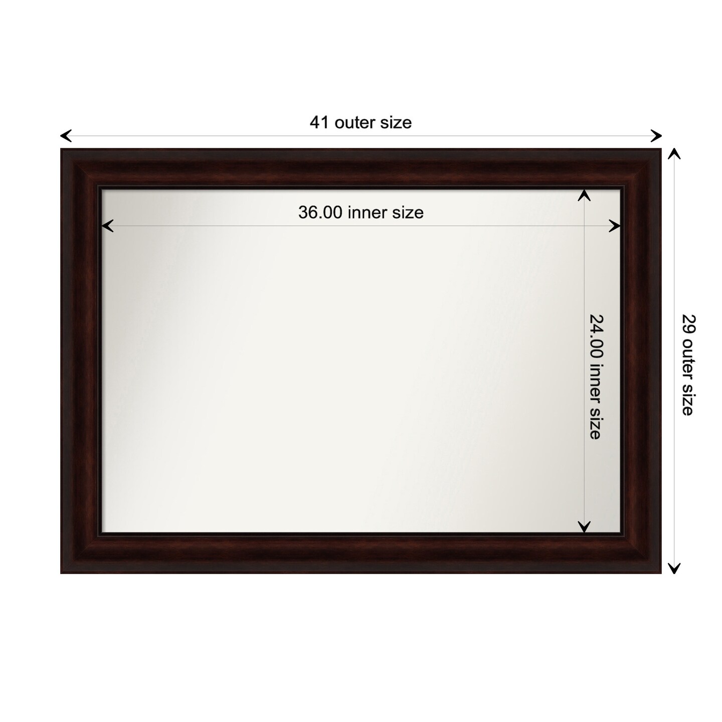 Coffee Bean Brown Non-Beveled Custom Framed Bathroom Vanity Wall Mirror