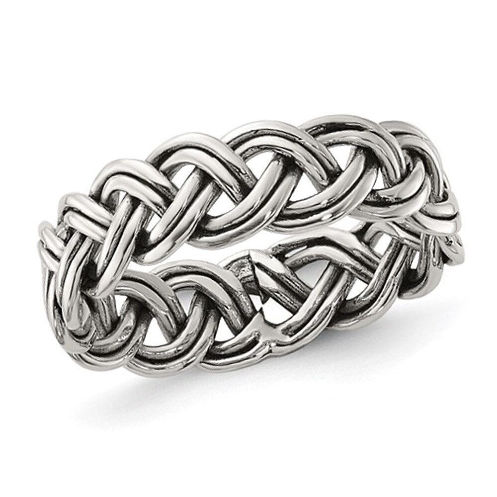 Gem And Harmony Polished Sterling Silver Braided Band (6mm)
