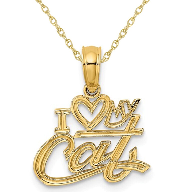 14k Yellow Gold I Love Cats Charm New pendant order