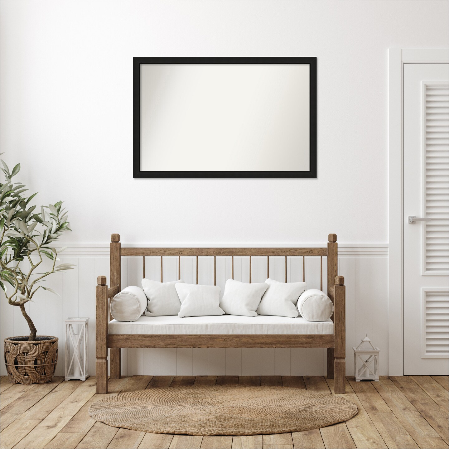 Midnight Black Narrow Non-Beveled Custom Framed Bathroom Vanity Wall Mirror