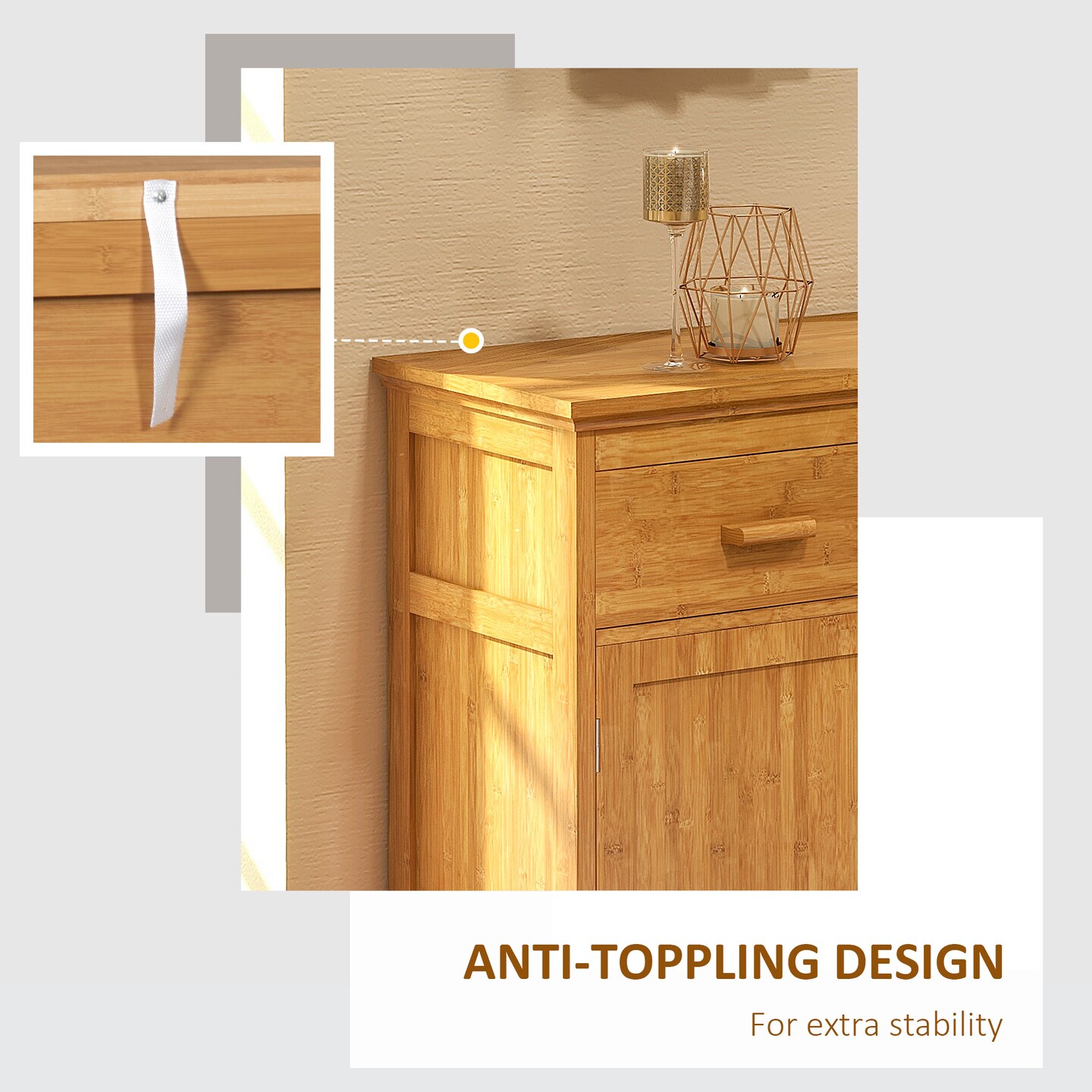 Bamboo Storage Cabinet - 57.2 | Organize Bathroom Essentials