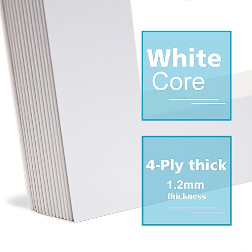 Egofine A5 White Picture Mats Pack of 14, Frame Mattes for 4x6 Pictures, Acid Free, 1.2mm Thickness, with Core Bevel Cut