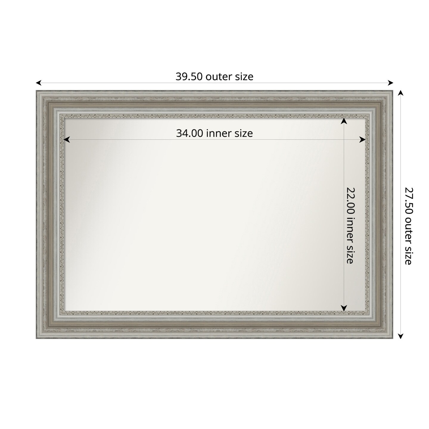 Parlor Silver Non-Beveled Custom Framed Bathroom Vanity Wall Mirror