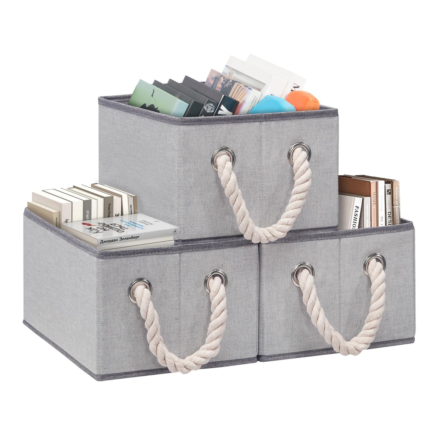 STORAGEIDEAS Collapsible Storage Bins Cubes With Handles, Decorative