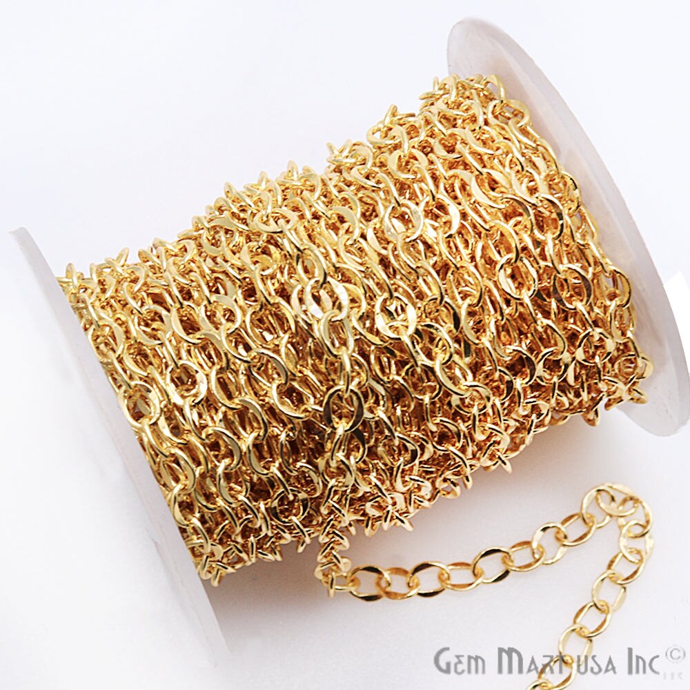 Gold Finding Chain, Gold Plated Jewelry Making Chain, DIY Necklace Chain, Assorted Styles, 1 foot, GemMartUSA (GP)