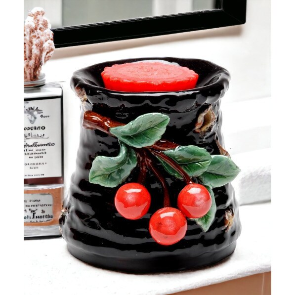 kevinsgiftshoppe Ceramic Cherry Tart Burner Home Decor   Kitchen Decor Farmhouse Decor