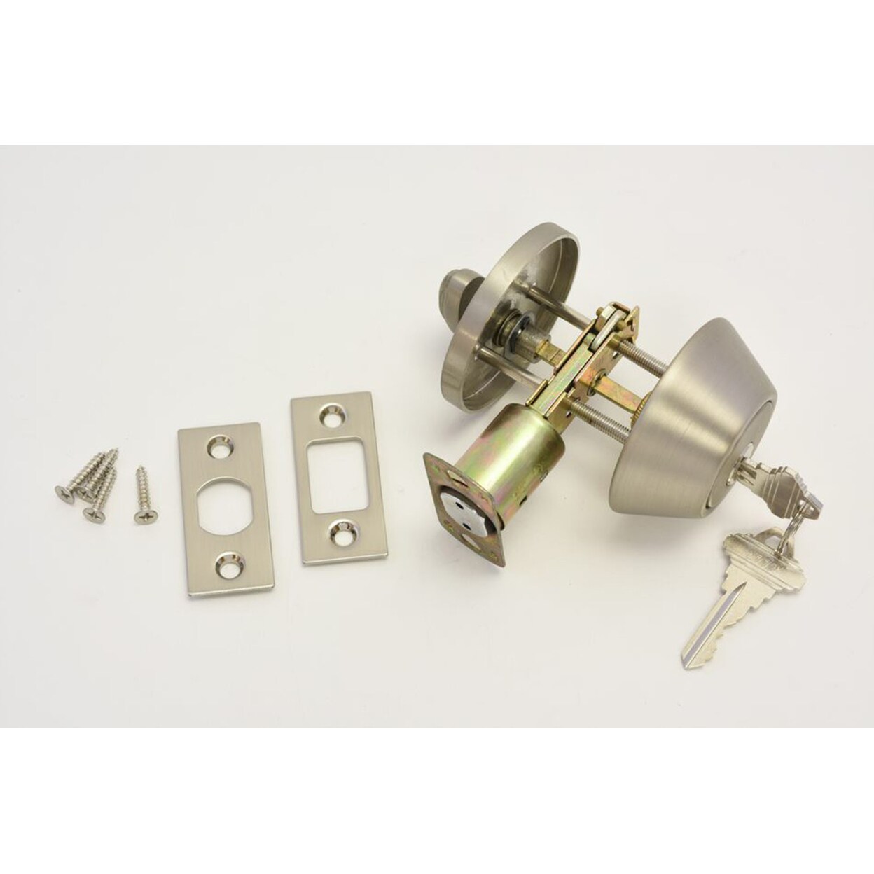 BRASS Accents Home Decorative Door Knob Single Cylinder Deadbolt 2 3by8&#x22; or 2 3by4&#x22; - Satin Nickel