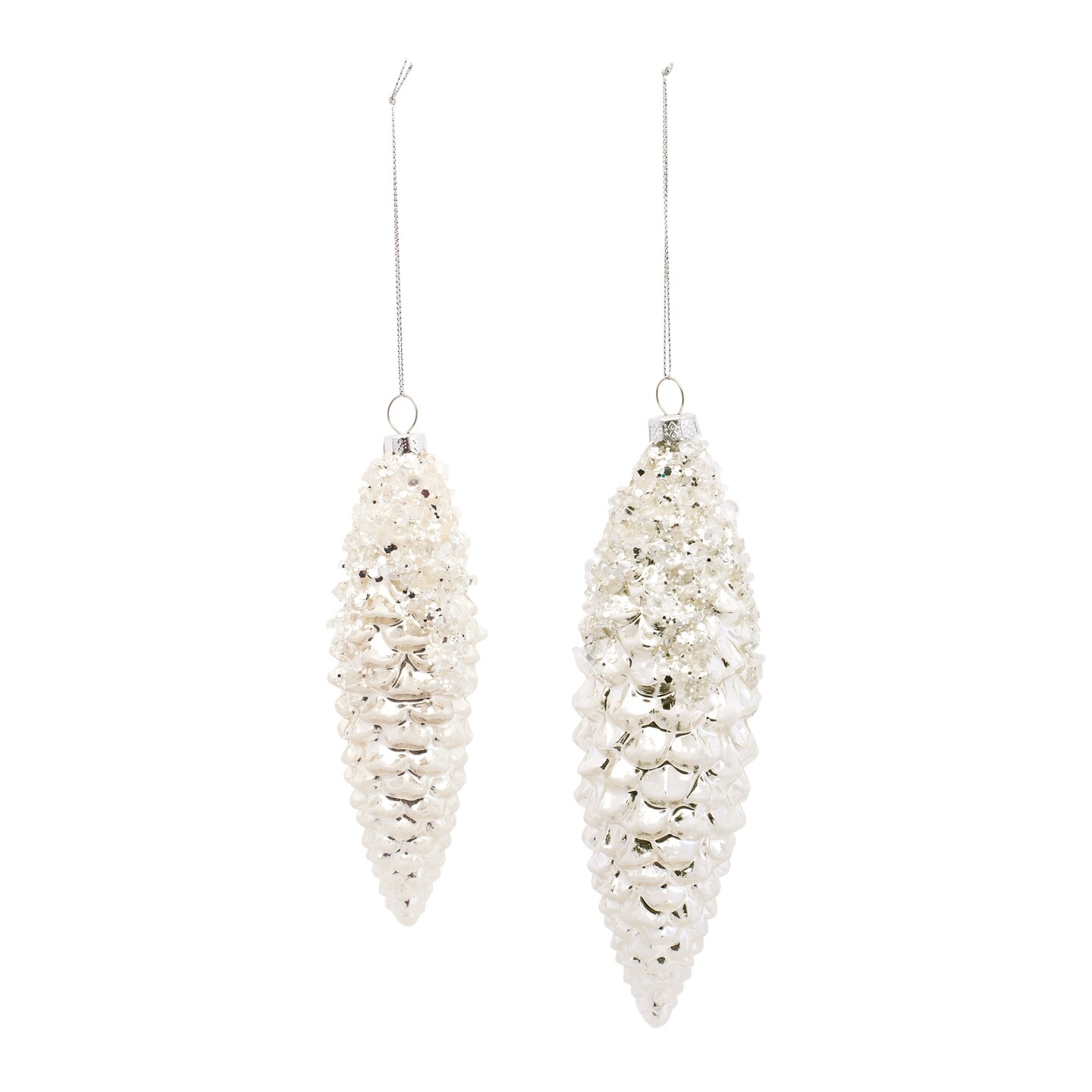 Melrose 12ct White Pinecone Christmas Drop Ornaments 7.25&#x22;
