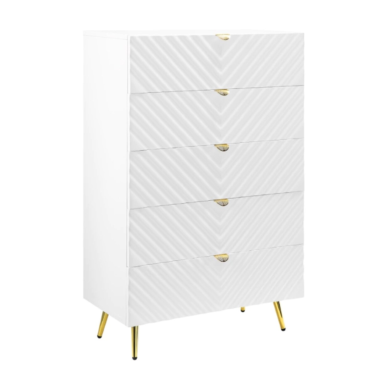 Saltoro Sherpi Tyra 49 Inch Wood Tall Dresser Chest, Wavy Design, Gold  Metal Legs, White-, Color: White and Gold, Size: 32x18x49 | Michaels