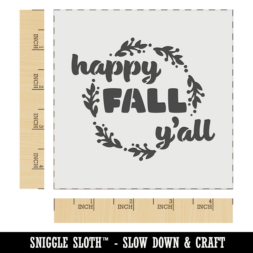 Happy Fall Y&#x27;all Autumn Foliage Wall Cookie DIY Craft Reusable Stencil