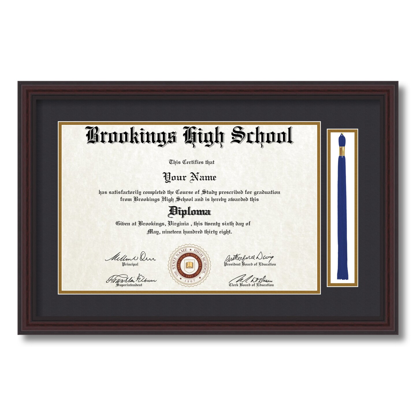 ArtToFrames 11x17 inch Diploma Frame with Tassel Opening - Framed with Black and Gold Mats, Comes with Regular Acrylic and Sawtooth Hanger for Wall Hanging (DT-11x17)