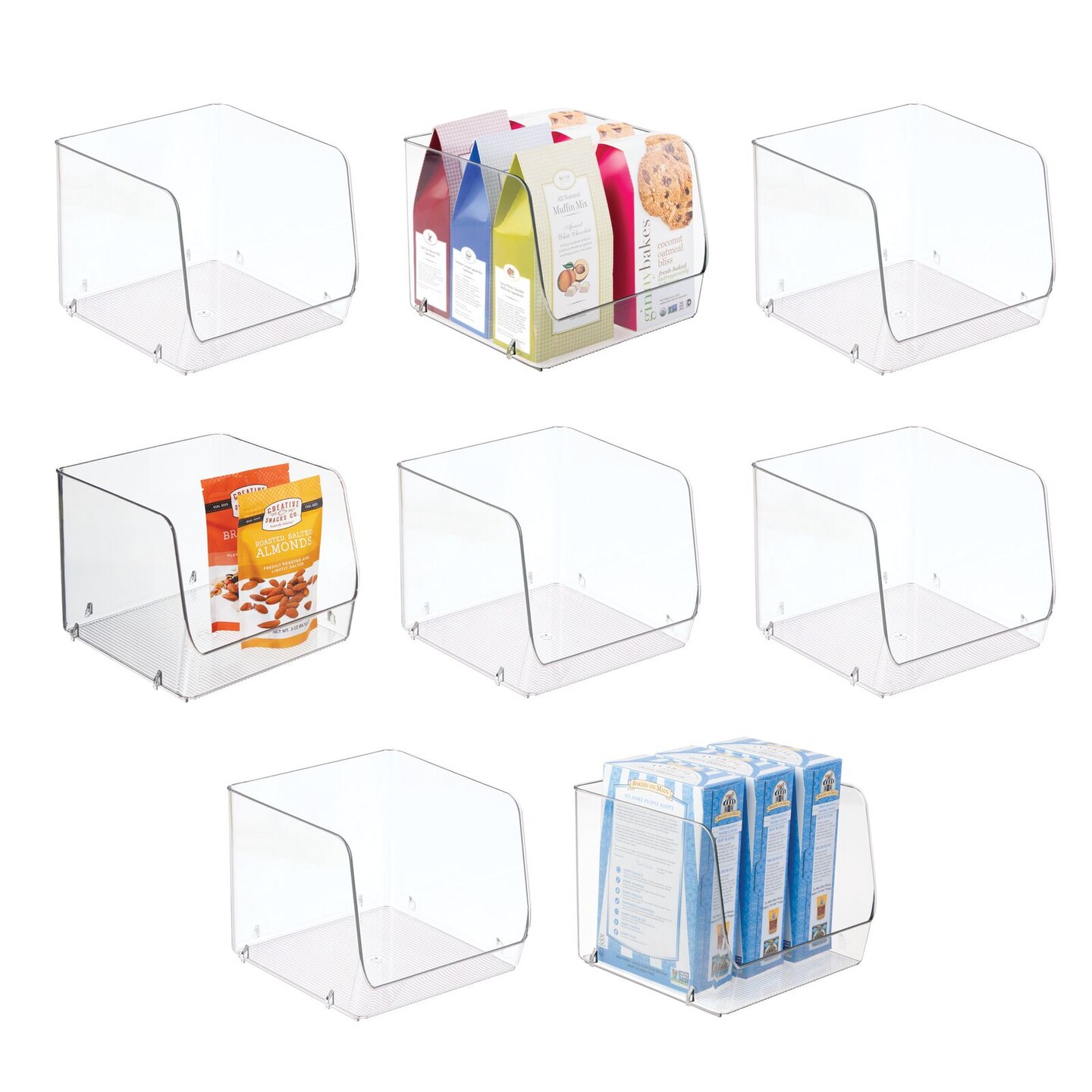 MDesign Kitchen Plastic Storage Organizer Bin Open Front - Pack