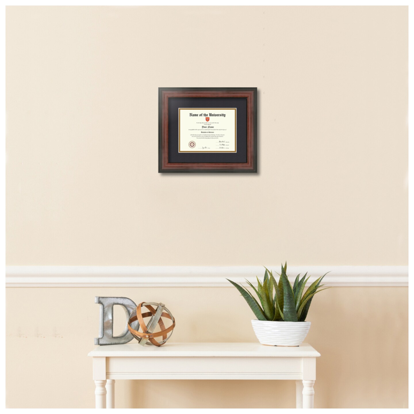 ArtToFrames 6x8 inch Diploma Frame - Framed with Black and Gold Mats, Comes with Regular Glass and Sawtooth Hanger for Wall Hanging (D-6x8)