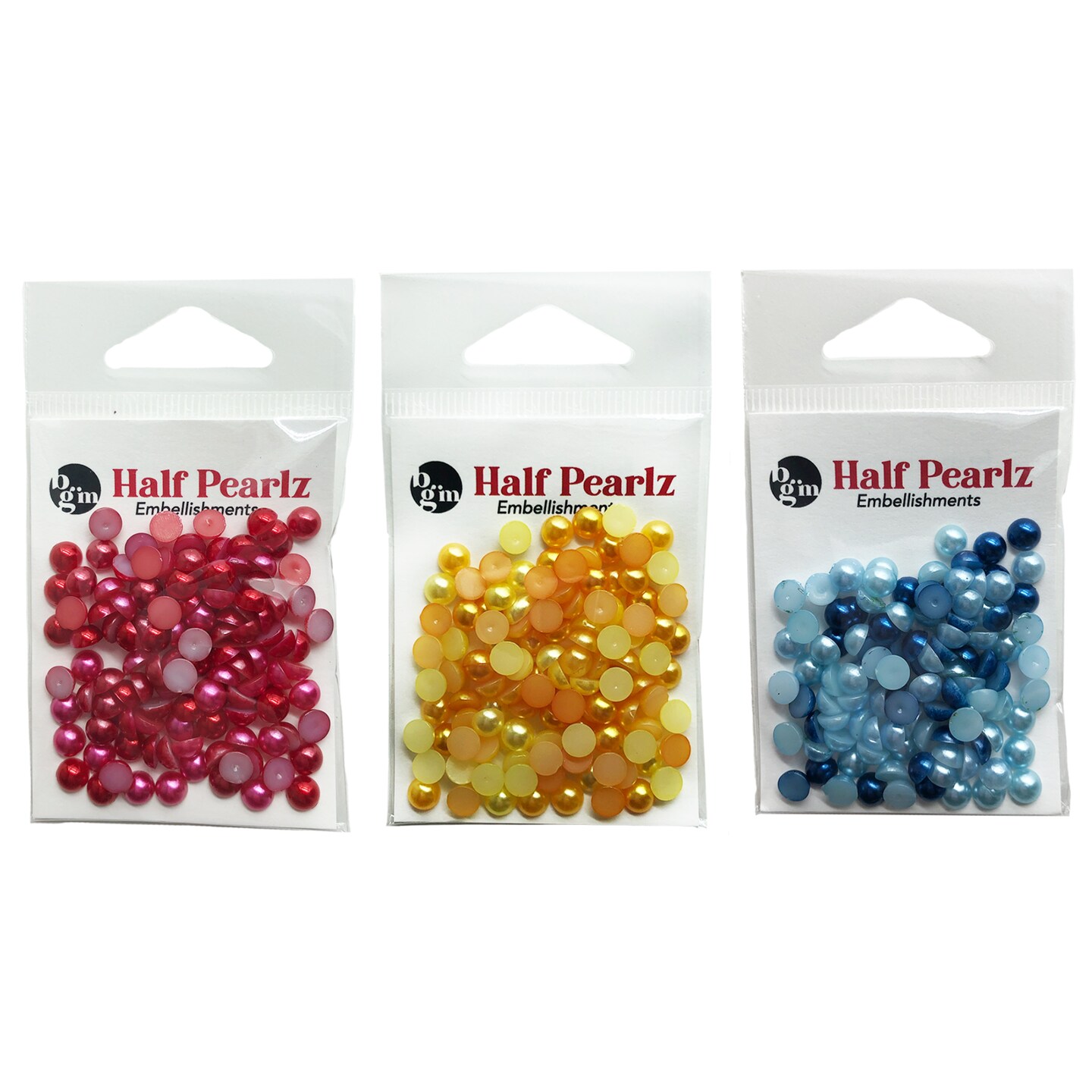 Buttons Galore Flat Back Pearls for DIY Crafts - Three Bright Colors 350  Pieces