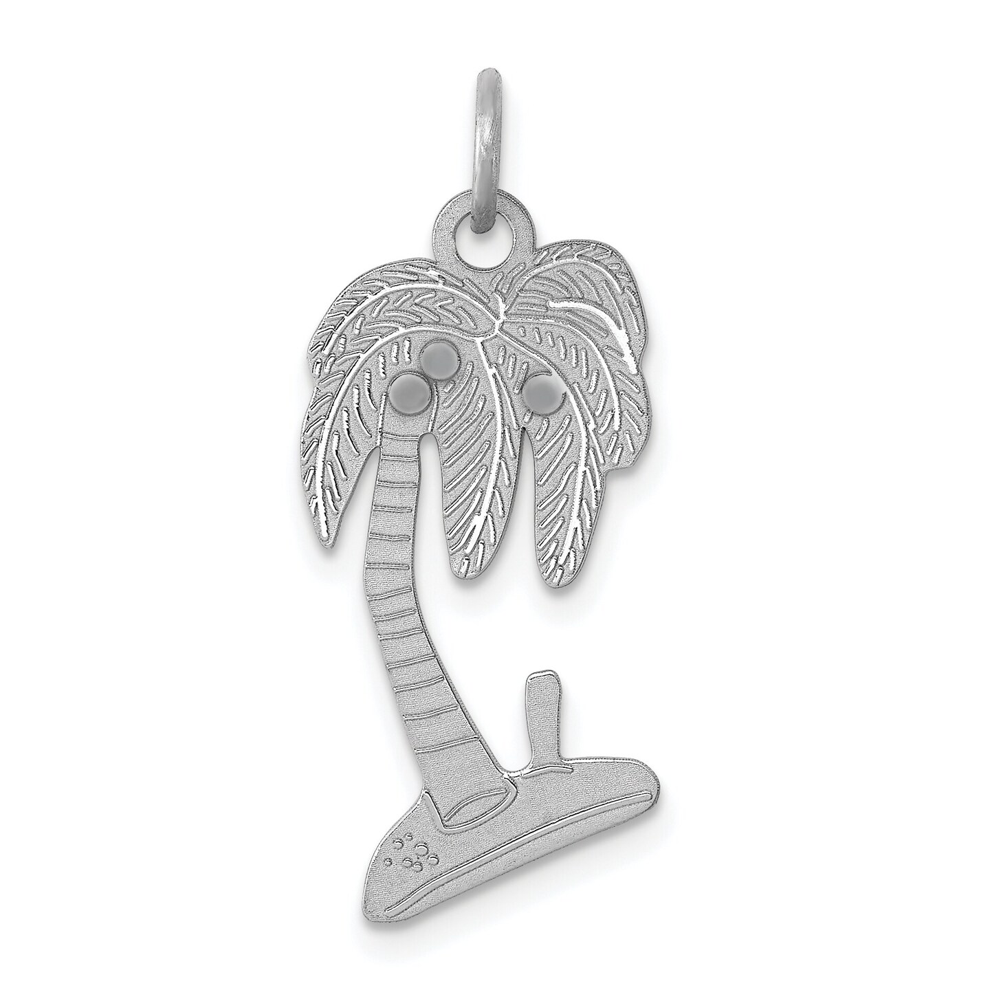 Sterling Silver Palm Tree Charm &#x26; 18&#x22; Chain Jewerly 26.3mm x 16.3mm