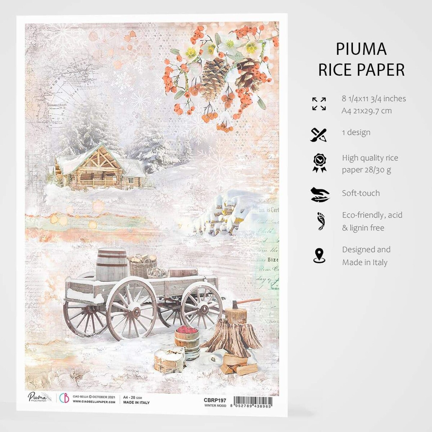 Ciao Bella  Rice Paper A4 Winter Mood
