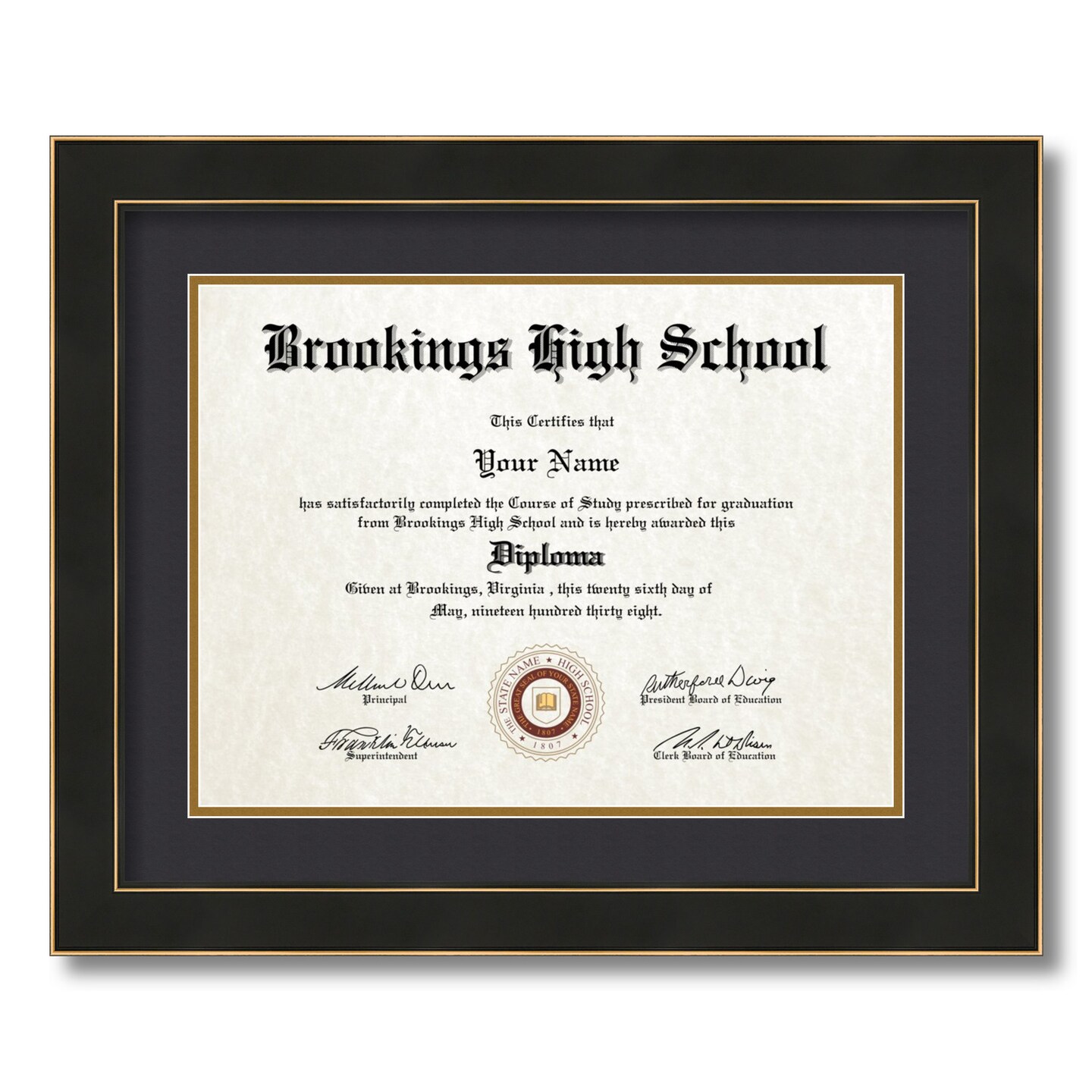 ArtToFrames 12x16 inch Diploma Frame - Framed with Black and Gold Mats, Comes with Regular Acrylic and Wire Hanger for Wall Hanging (D-12x16)