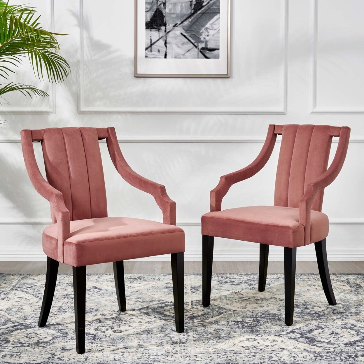 Modway Virtue Performance Velvet Dining Chairs - Set of 2