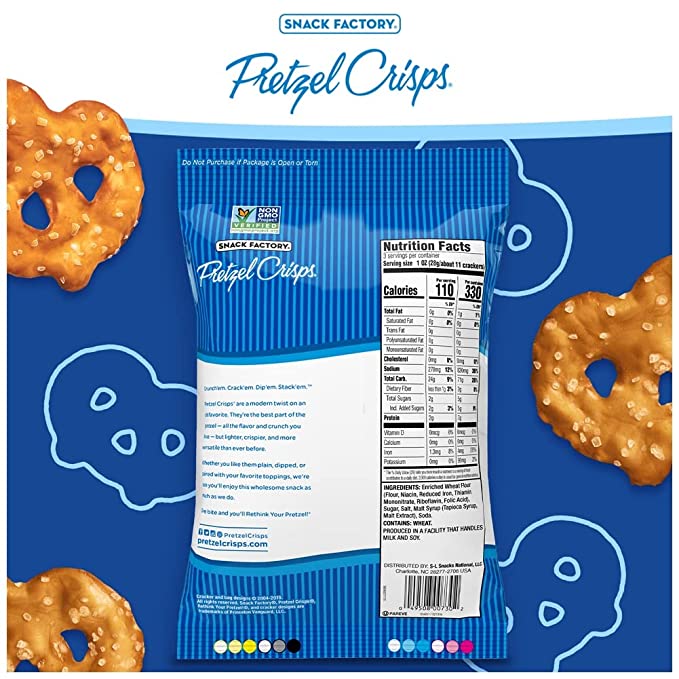 Pretzel Crisps, Original, On-the-Go Bag, 3 Oz (Case of 8)