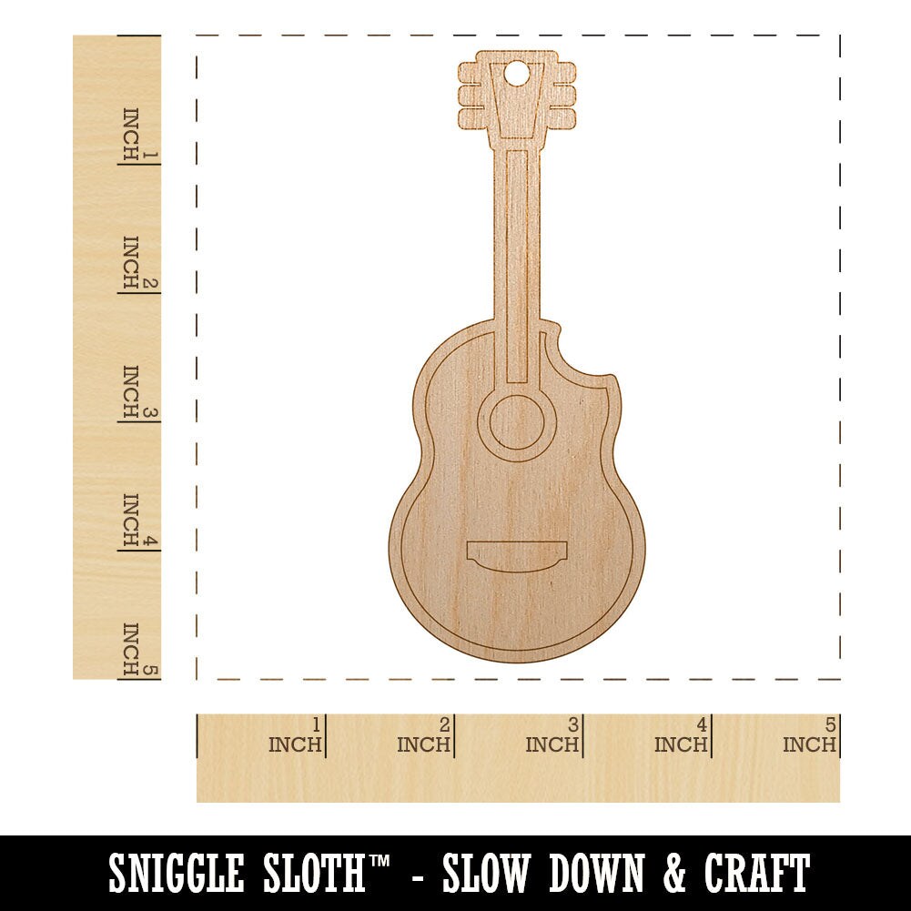 Guitar Music Unfinished Craft Wood Holiday Christmas Tree DIY Pre-Drilled Ornament