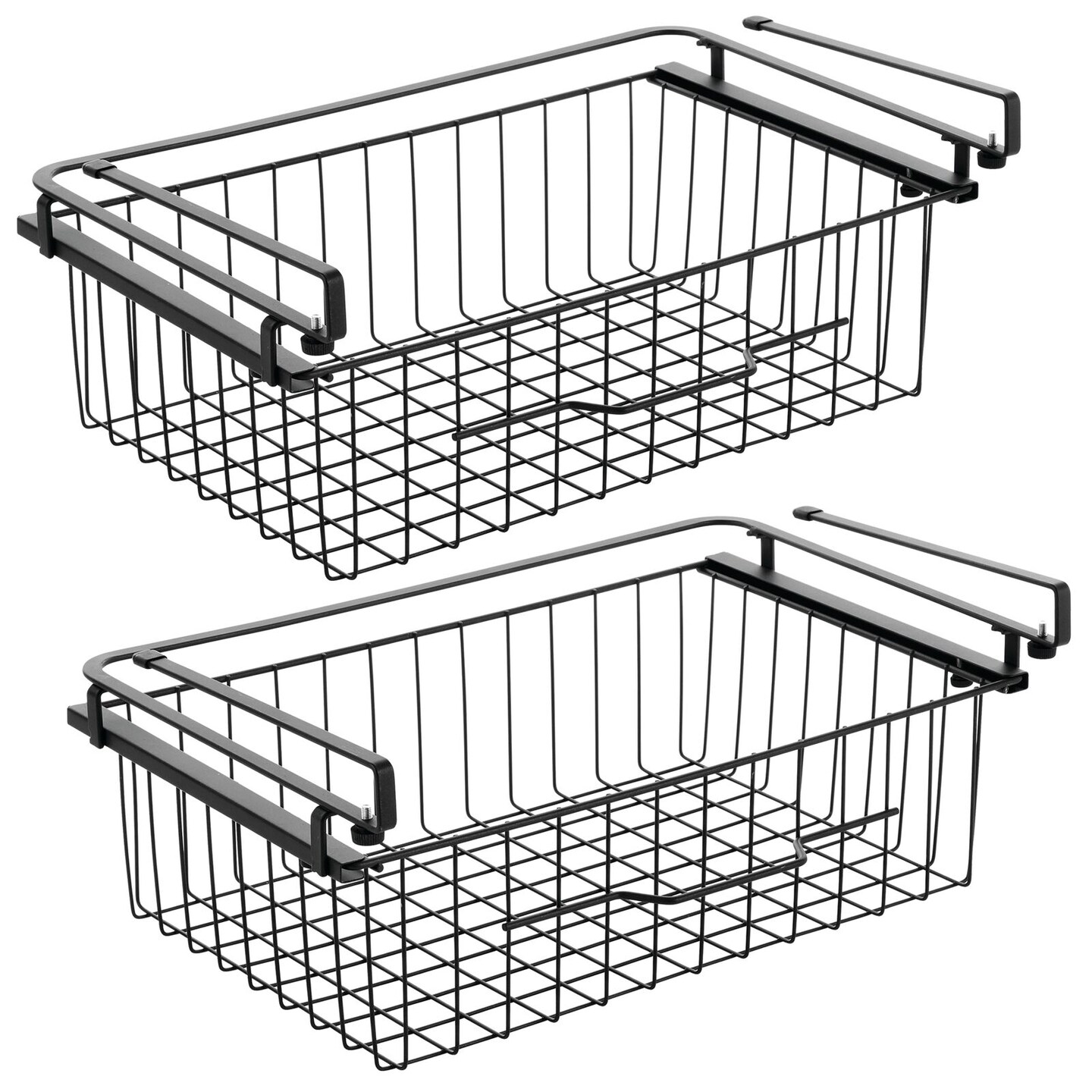 mDesign Large Wire Hanging Pullout Drawer Basket - Attaches to Shelving