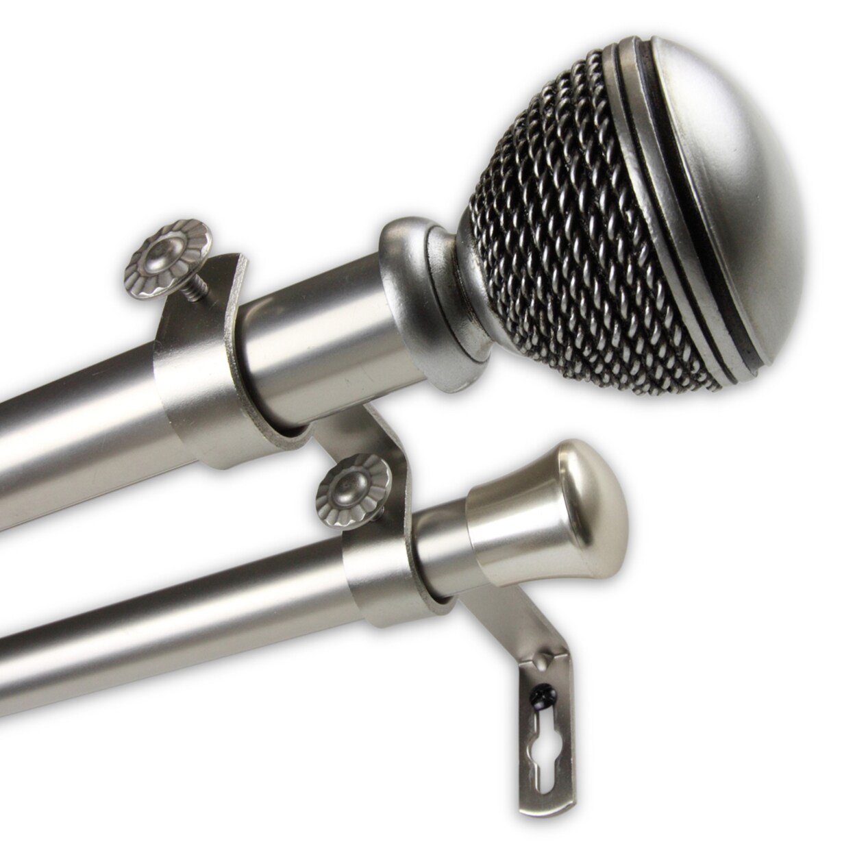 Hermosa Home   Casey 1&#x22; Double Curtain Rod - Satin Nickel