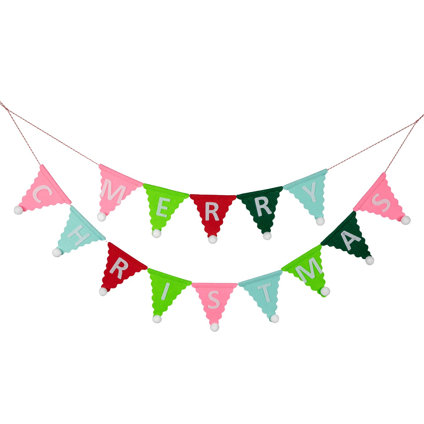 Northlight 45&#x22; Multi &#x22;Merry Christmas&#x22; Triangles Banner Garland - Unlit