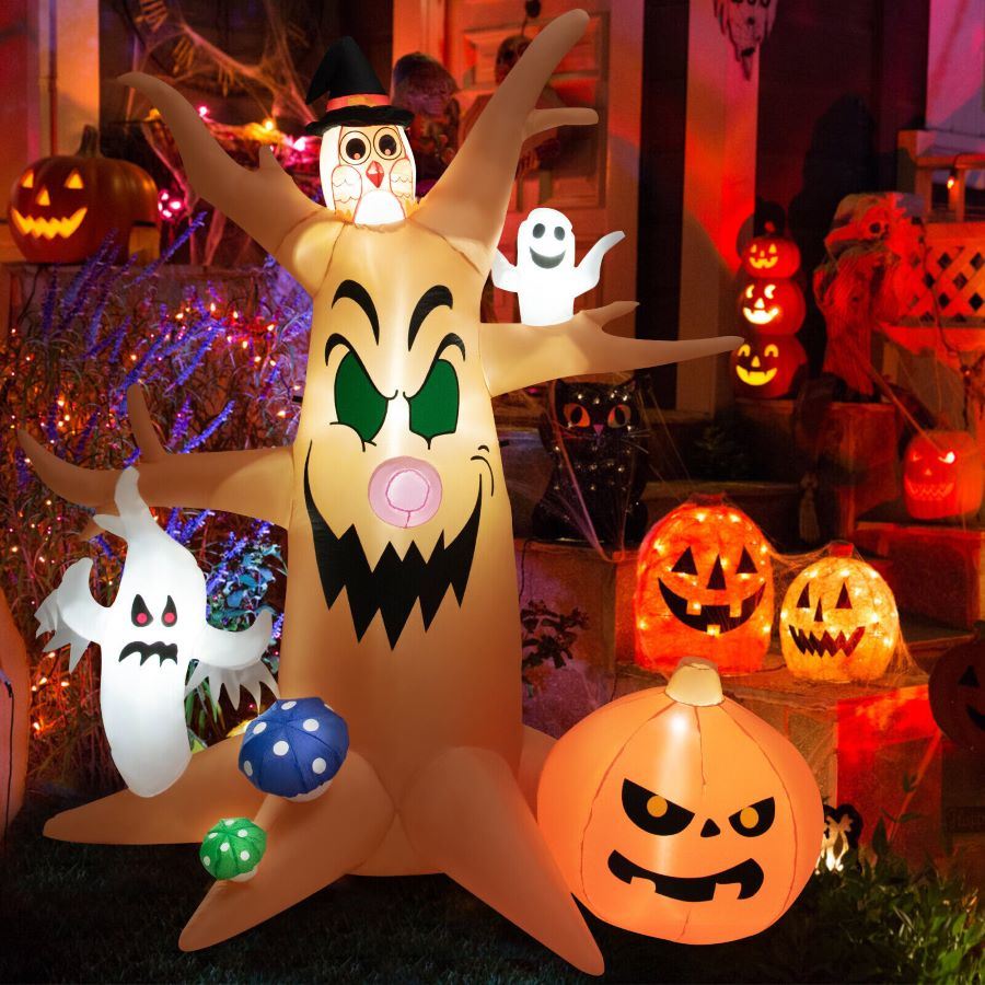 Halloween Outdoor Spooky Tree Monster Ghost Blow Up Yard Decoration With Built-In Led Lights