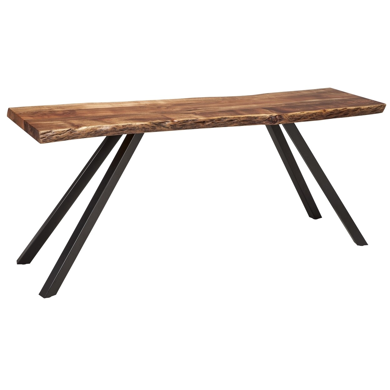 Saltoro Sherpi Isla 72 Inch Console Side Table, Acacia Wood Surface, Live Edge, Brown -