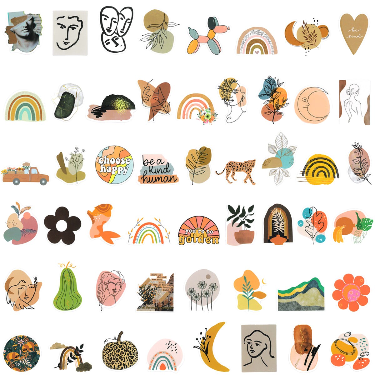 Wrapables Waterproof Vinyl Stickers for Water Bottles, Laptop, Phones, Skateboards, Decals for Teens, 100pcs