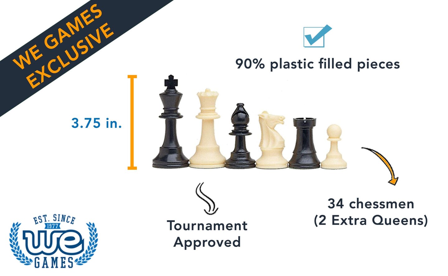 Complete Tournament Chess Set – Plastic Chess Pieces with Roll-up Chess Board and Travel Canvas Bag