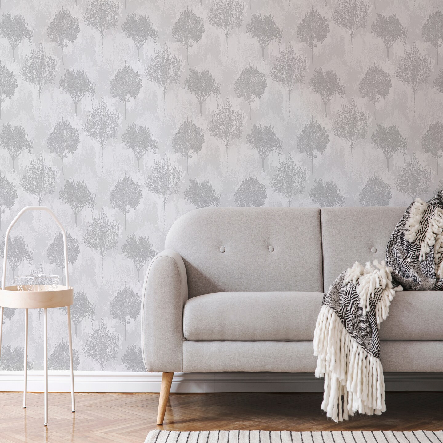 Birch Silver Wallpaper