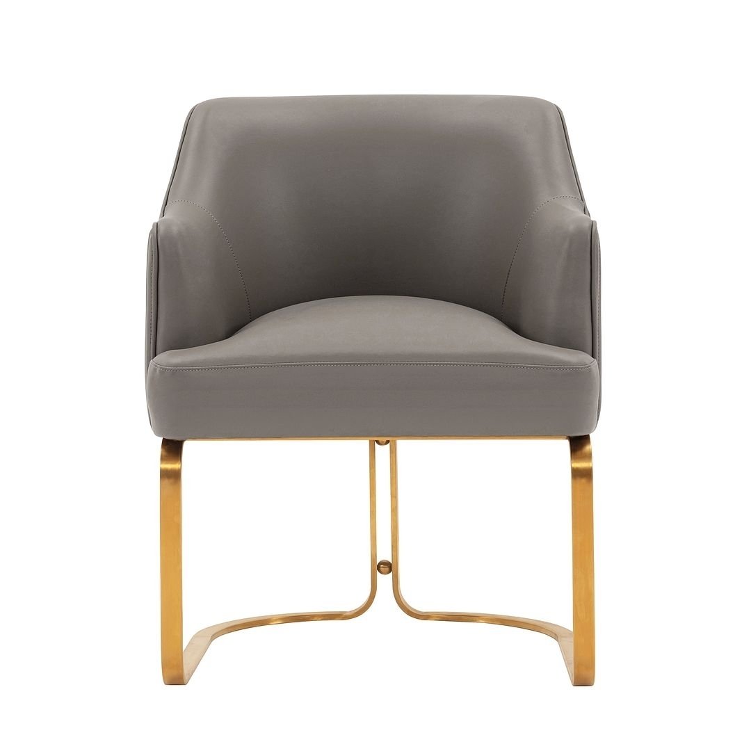 Manhattan Comfort Modern Edra Leatherette  Dining Armchair in Taupe