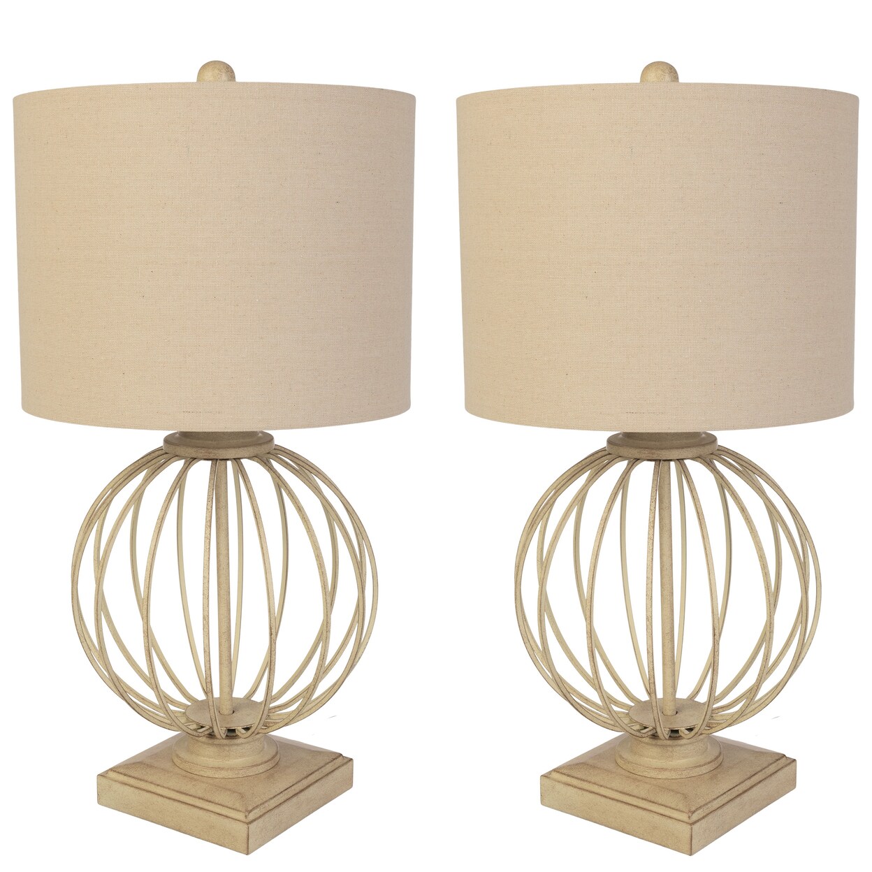 Lavish Home Set of 2 Table Lamps Modern Lamps USB Charging Ports LED Bulbs Living Room Sand