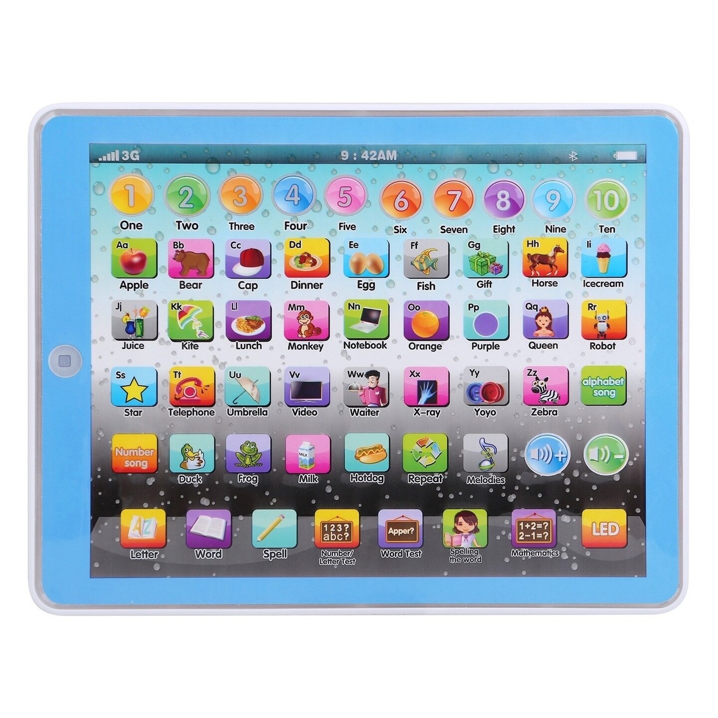 Kid Tablet Toy Educational Learning Pad Blue Pink For Ages 2 To 7 Interactive Functions