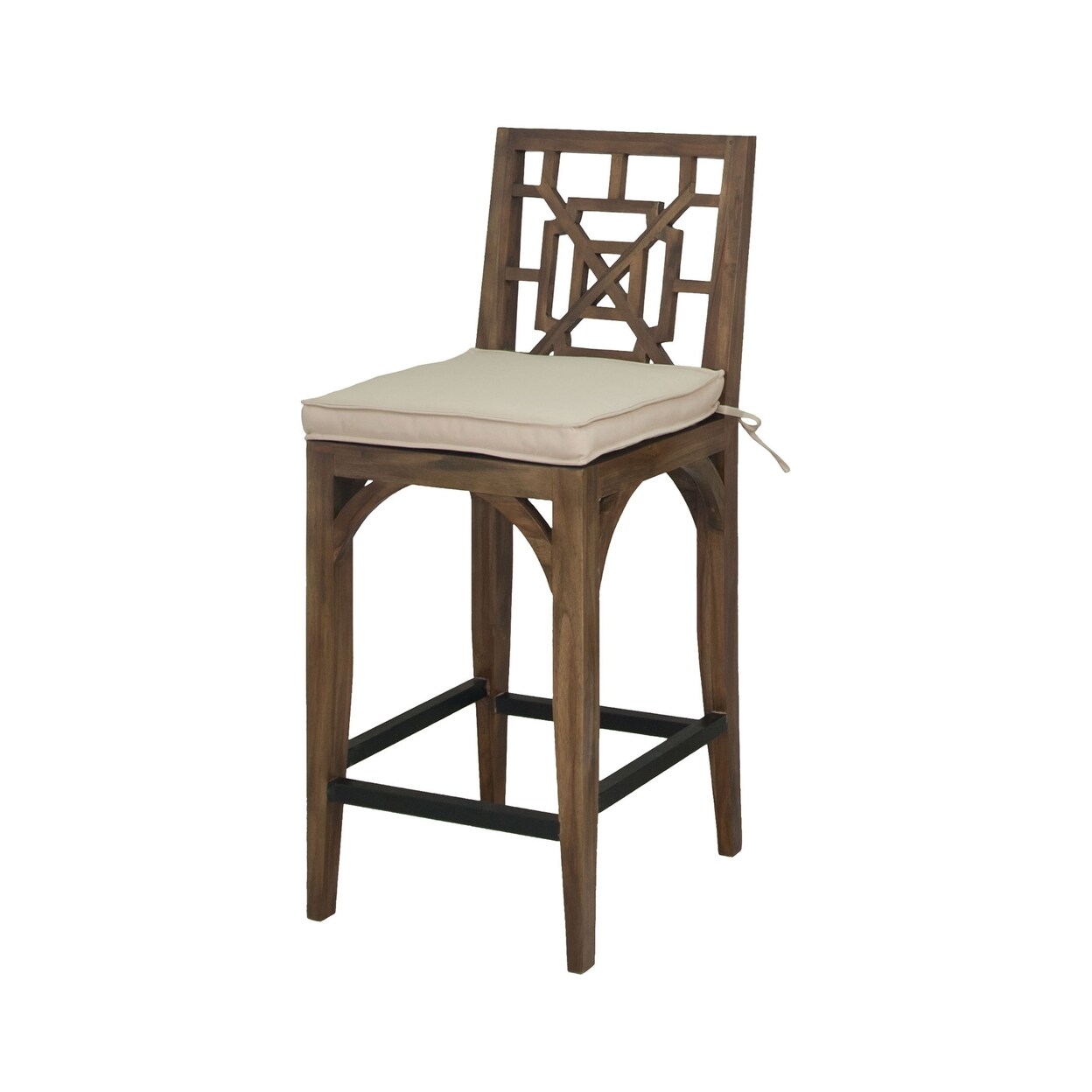 Teak Patio Barstool Cushion - Cream