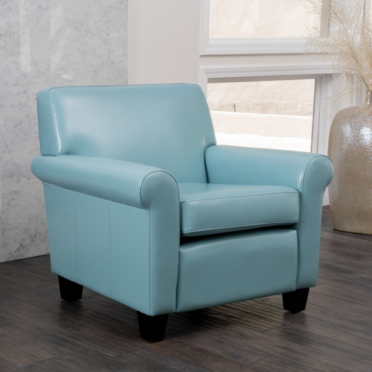 GDF Studio Addison Teal Blue Leather Club Chair