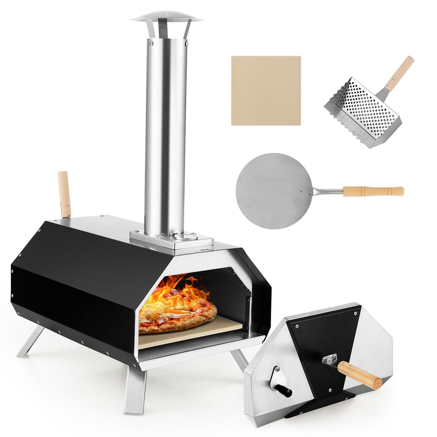 Costway Outdoor Pizza Oven Machine 12&#x27;&#x27; Pizza  Grill Maker&#xA0;Portable&#xA0;with  Foldable legs