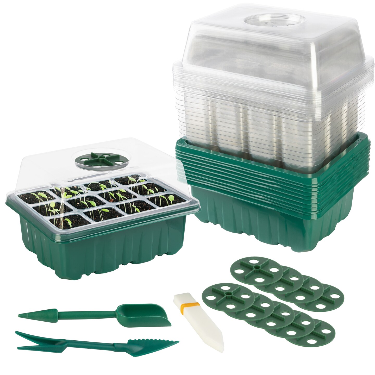 Home-Complete Seed Starter Tray 10-Pack - Plant Trays with Adjustable Humidity Domes - Seed Starting Kit with 120 Cells Total -