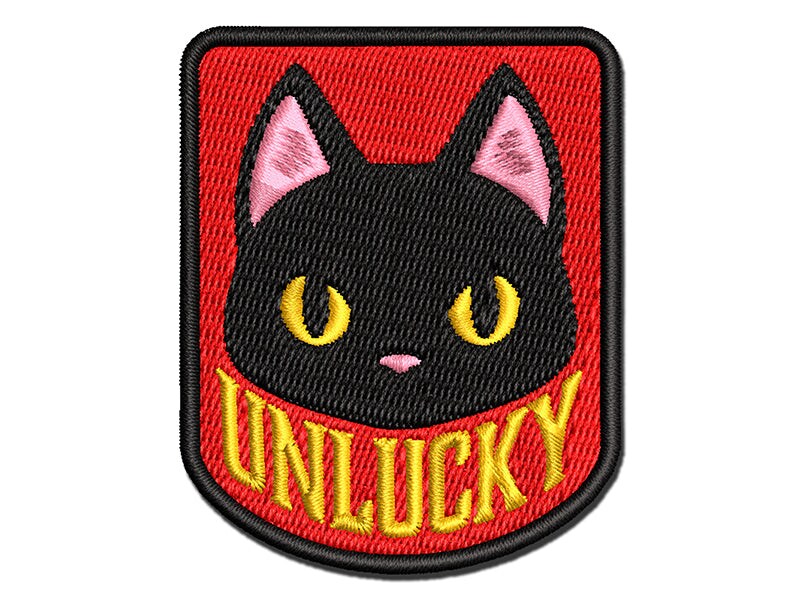 Unlucky Black Cat Multi-Color Embroidered Iron-On or Hook &#x26; Loop Patch Applique