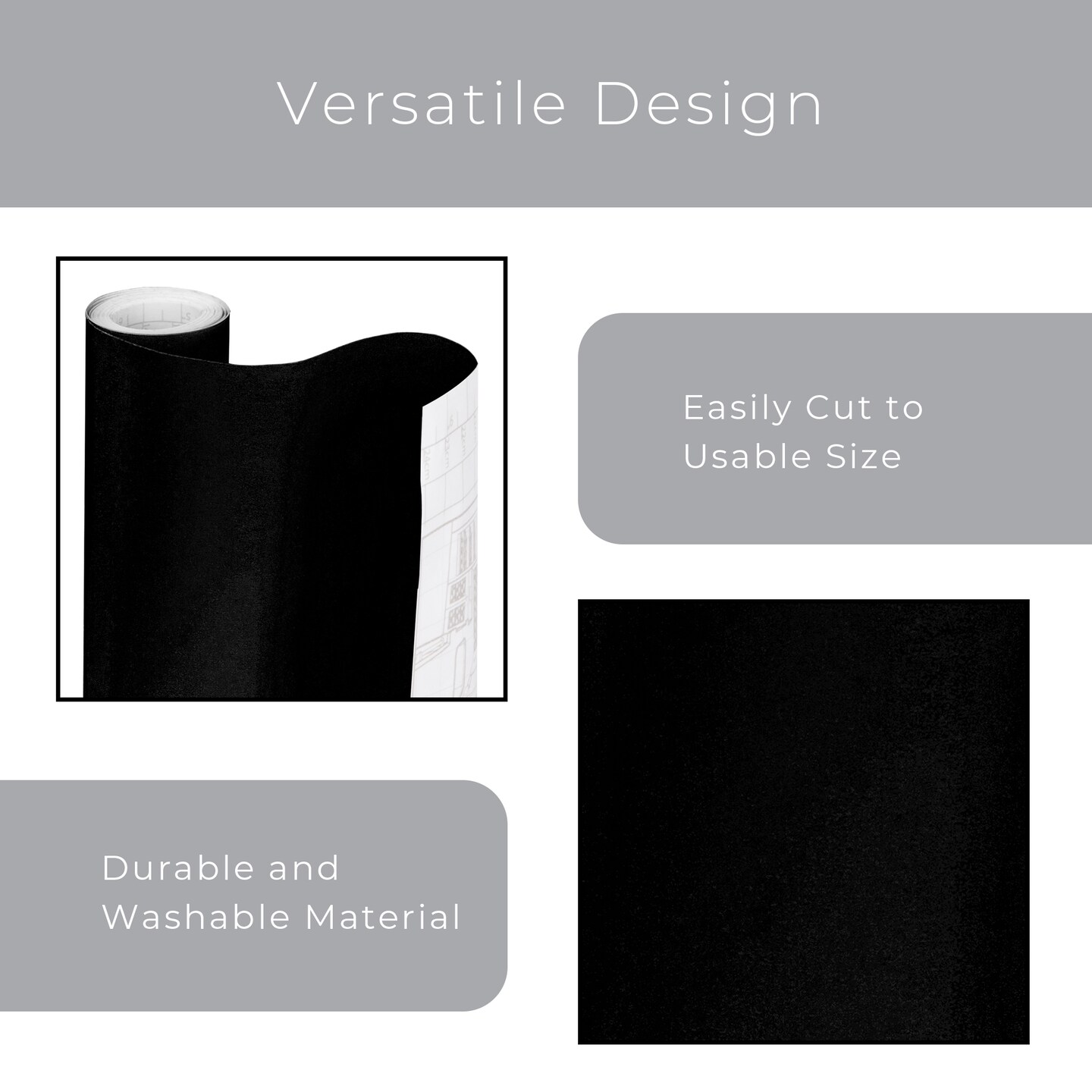 Smart Design Adhesive Shelf Liner - 18 in x 20 ft Roll - Black