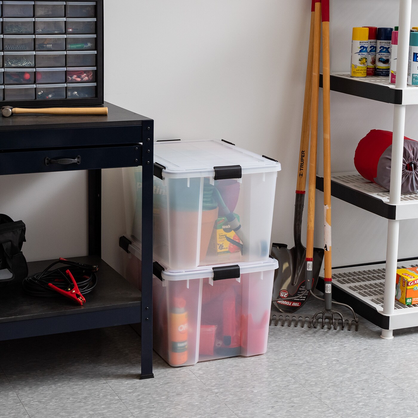 IRIS USA 74 Qt. Plastic Storage Bins with Sealed Lids, Clear Gasket Box, Airtight Containers