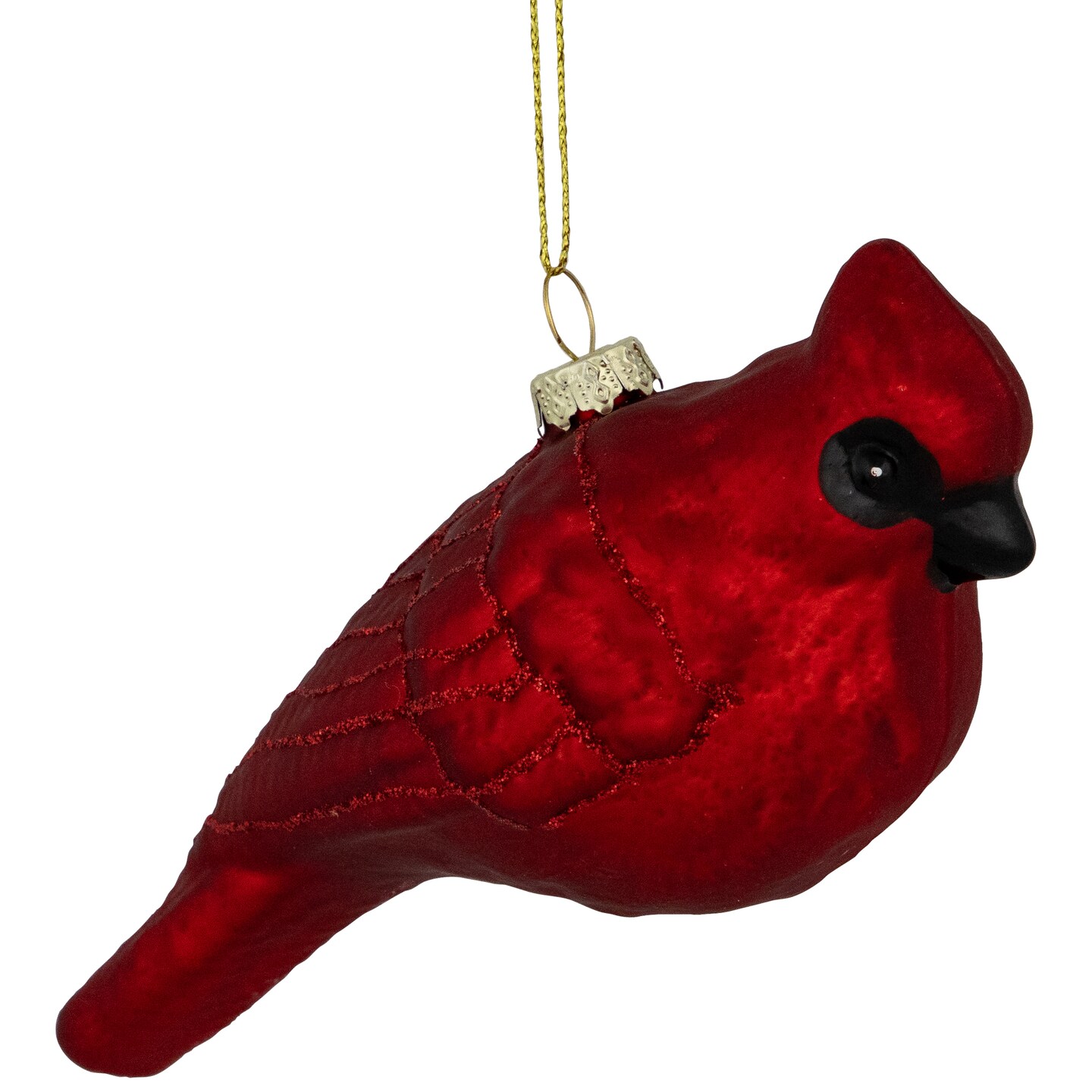 Northlight Glittered Cardinal Hanging Glass Christmas Ornament - 5.5&#x22; - Dark Red