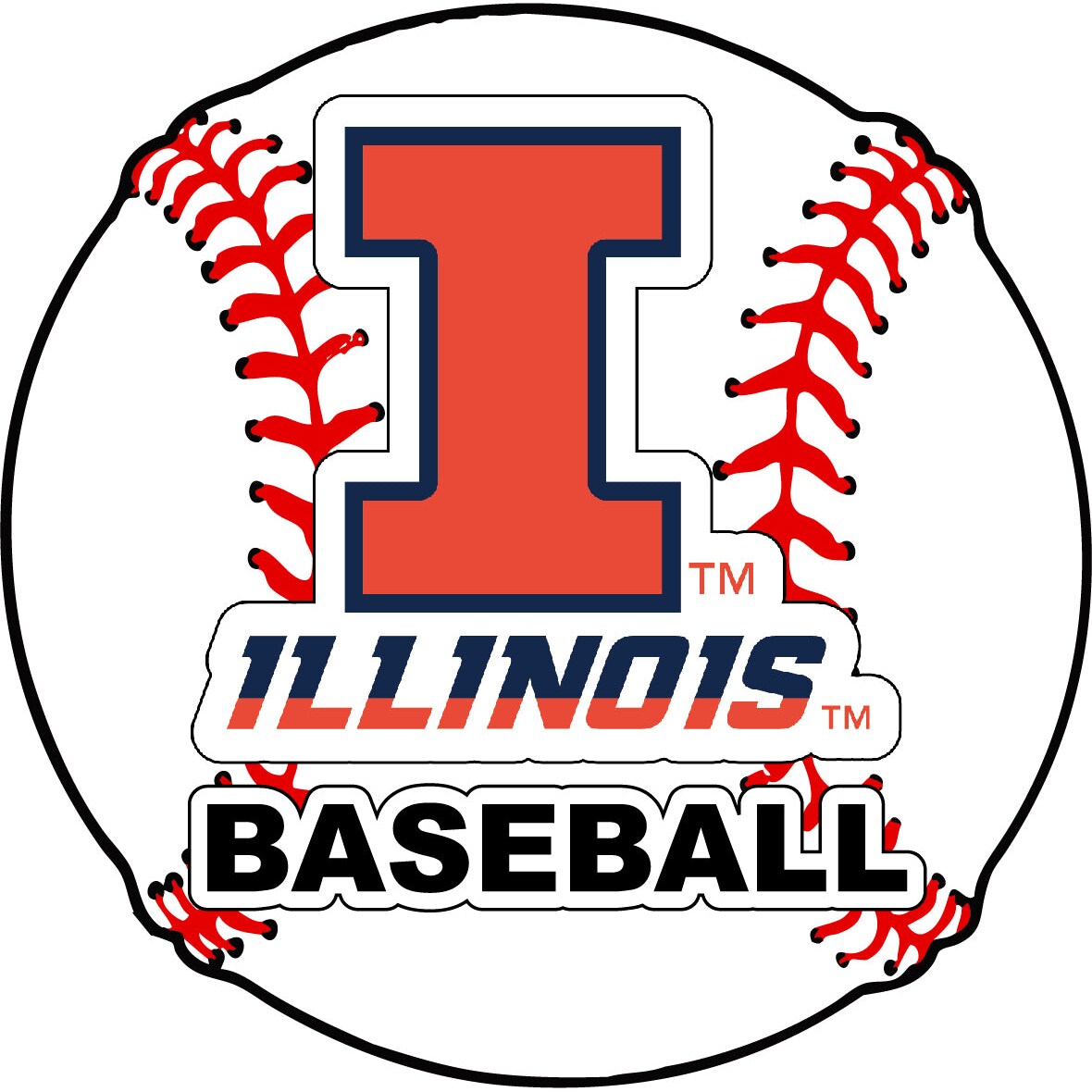 R and R Imports Illinois Fighting Illini 4-Inch Round Baseball Vinyl Decal Sticker