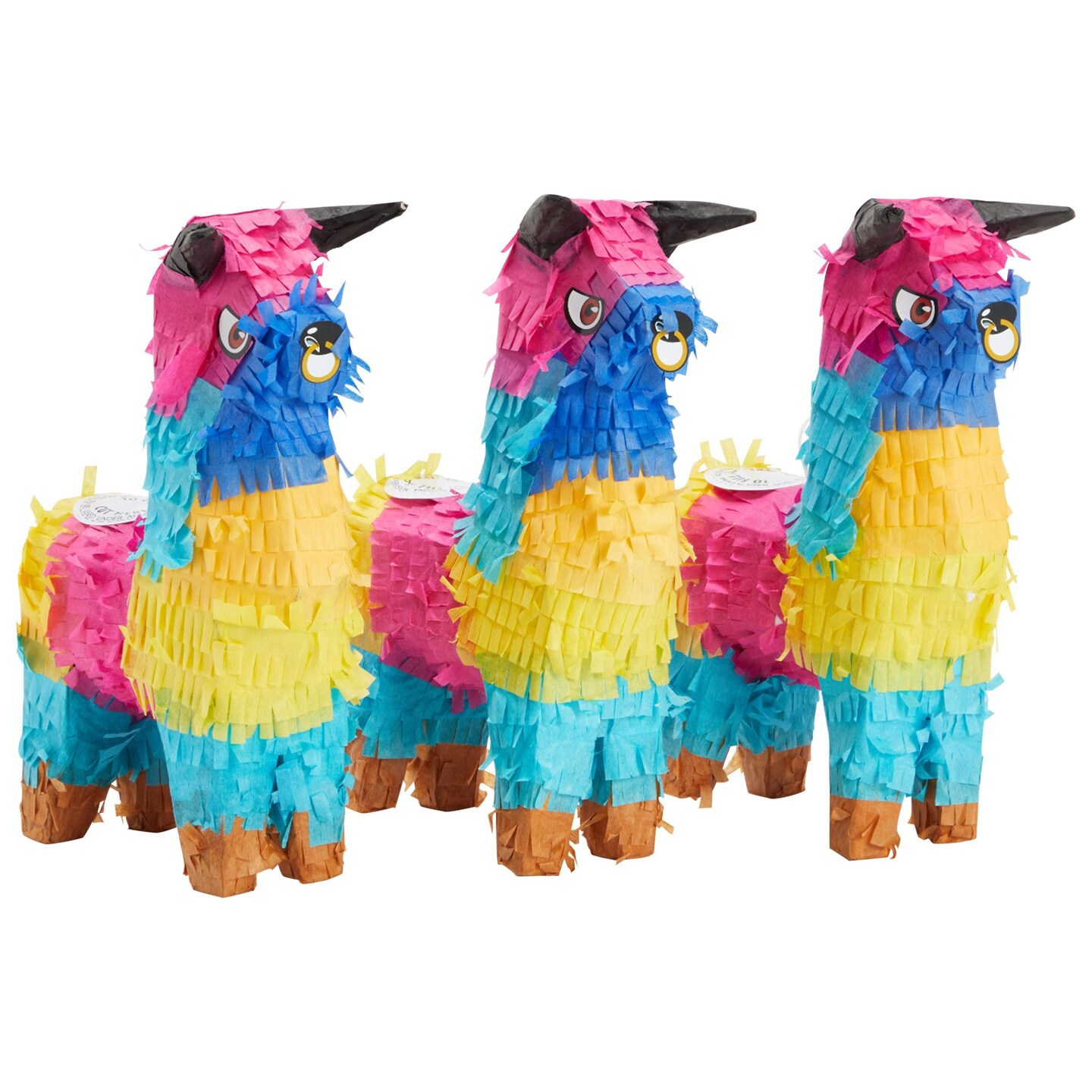 3 Pack Mini Rainbow Bull Pinatas for Cinco de Mayo Party Decorations, Mexican Fiesta Supplies (5.25 x 9 in)