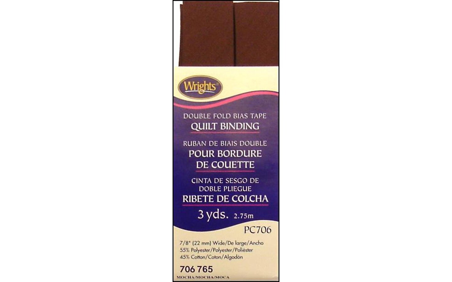 Wrights Bias Quilt Binding Dbl Fold 3yd Mocha Michaels