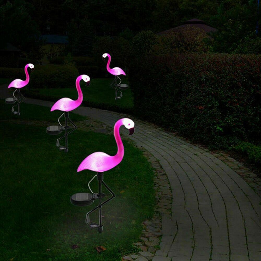 2pcs Solar Flamingo Light Waterproof Outdoor Solar Pathway Led Light for Garden Lawn