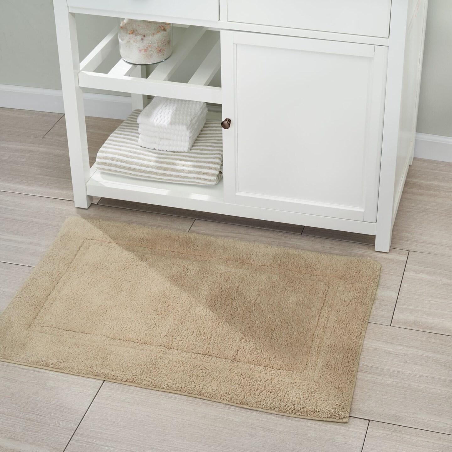 mDesign 100% Cotton Bath Mat, Hotel-Style Bathroom Floor Rug, 2 Pack