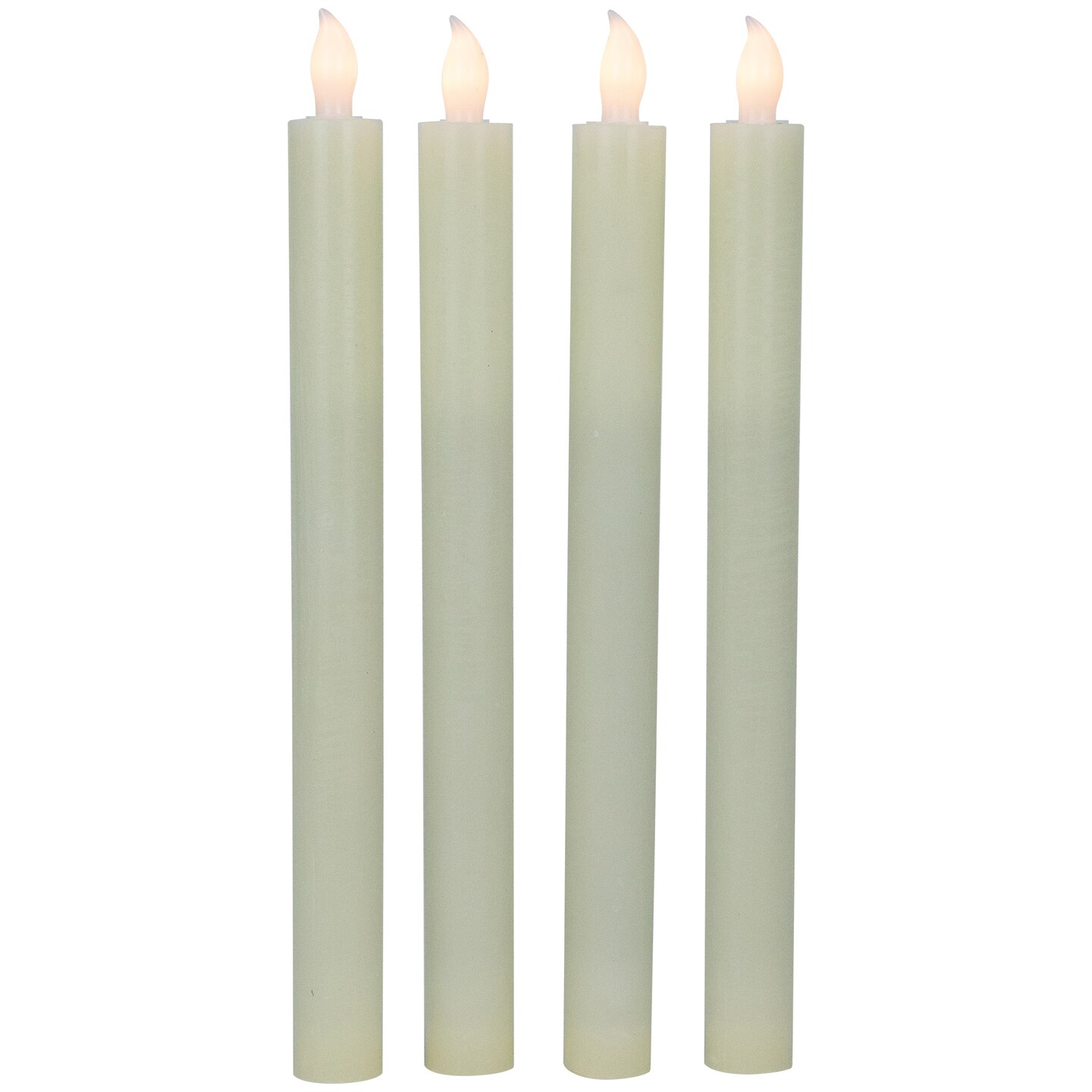 Northlight Set of 4 Solid Cream Flameless LED Constant Wax Taper Candles 9.5&#x22;